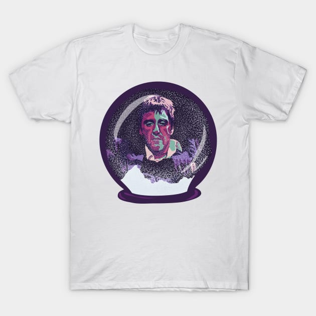 Scarface Snow Globe T-Shirt by nicholashugginsdesign
